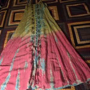 Henna Multi-Color Tie-Dye Ankle Length Bohemian Dress
